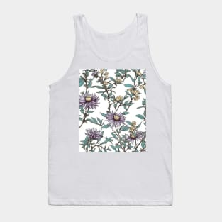 New England Aster Flower Pattern - Wildflower Illustration Tank Top